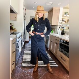 Universal Thread Long Sleeve Denim Maxi Dress Dark Wash 6